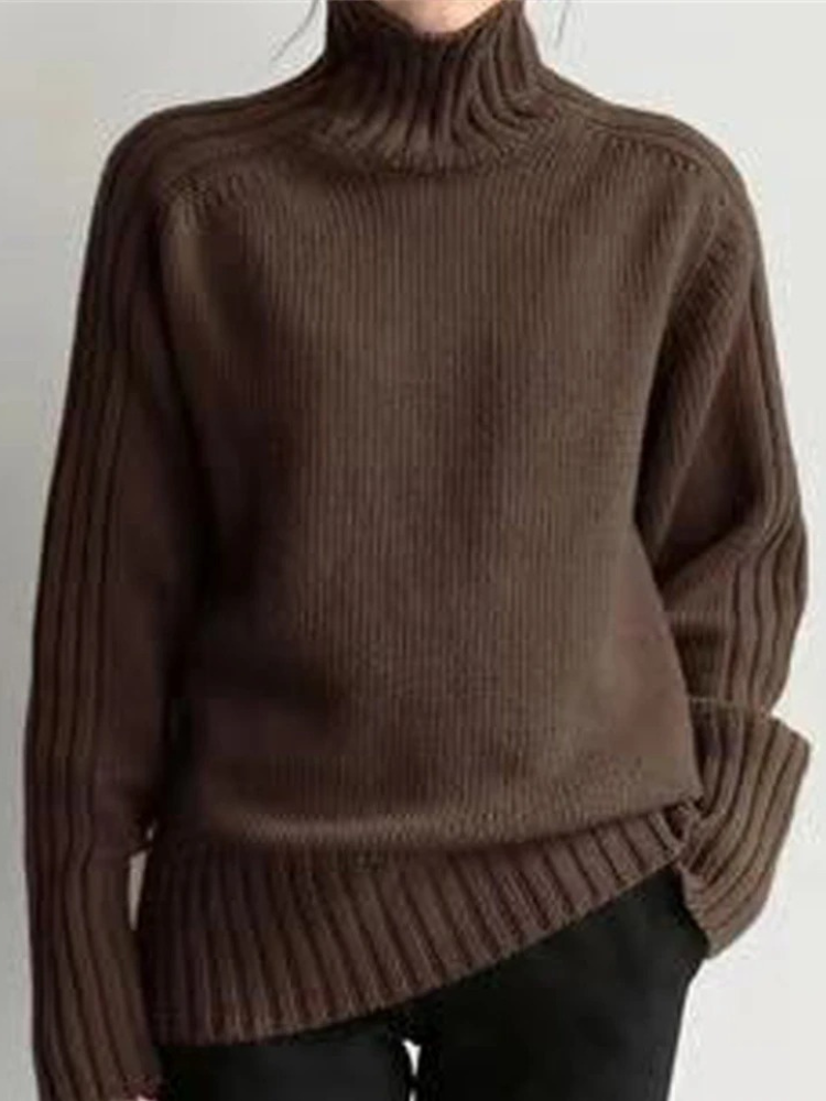 Women's Luxurious Oversized Ribbed Design Turtleneck Jumper | Ideal for Winter