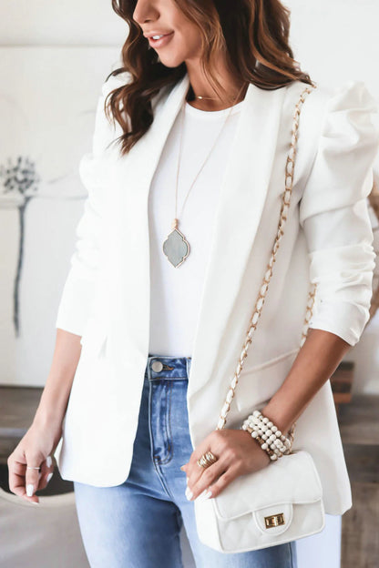 Women's Elegant Solid Colour Slim Blazer with Button and Pockets | Perfect for Casual Days