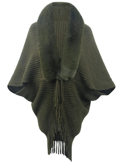 Women's Warm Winter Shawl Collar Thick Cashmere Cardigan with Tassels | Ideal for Winter