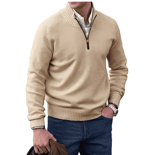 Men's Elegant Cashmere Quarter Zip Jumper | Ideal for Winter