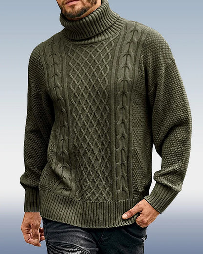 Men's Warm Turtleneck Cable Knit Jumper | Ideal for Winter