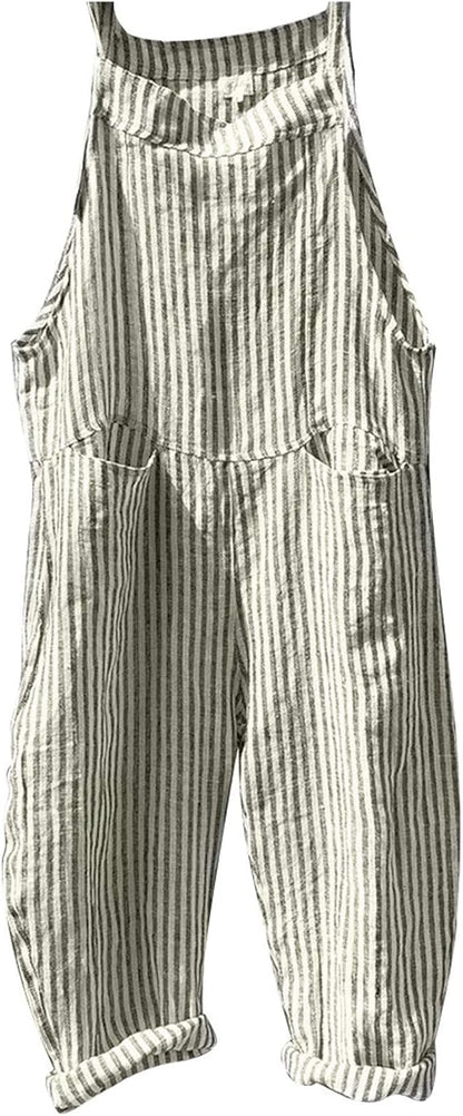 Women's Sleeveless Striped Baggy Jumpsuit