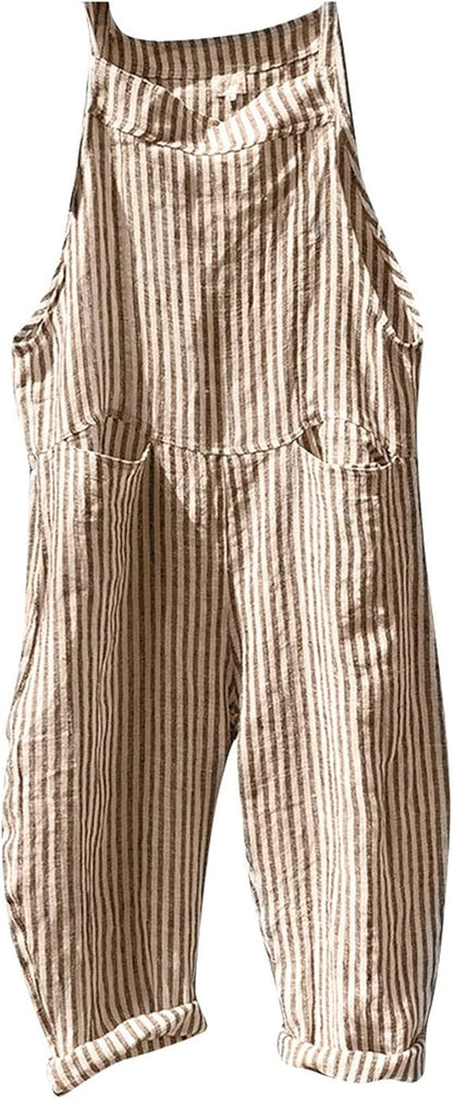 Women's Sleeveless Striped Baggy Jumpsuit