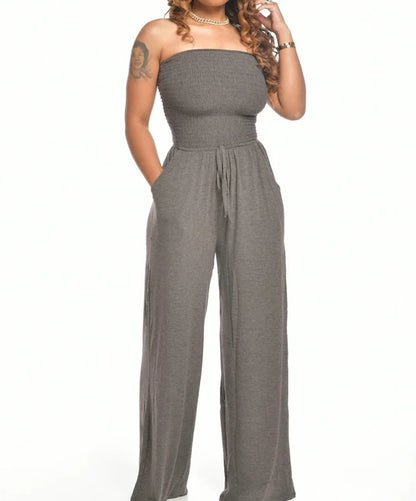 Women's Smock Strapless Jumpsuit with Drawstring | Ideal for summer