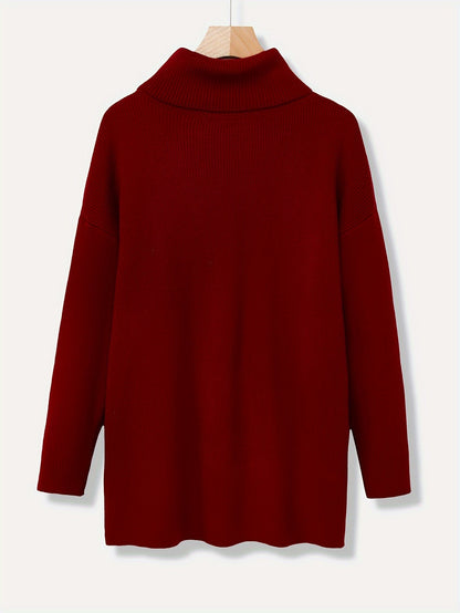 Women's Luxurious Oversized Solid Colour Turtleneck Jumper | Ideal for Winter