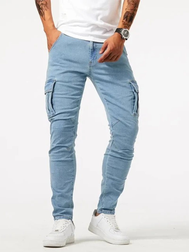 Men's Trendy Slim-Fit Cargo Jeans with Pockets | Perfect for Casual Days