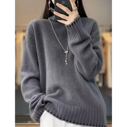 Women's Comfortable Soft Loose Knitted Turtleneck Jumper | Ideal for Winter