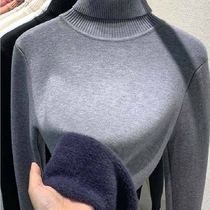 Women's Warm Turtleneck Jumper with Fleece Lining | Ideal for Winter