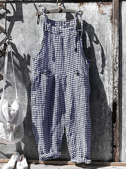 Women's Vintage Sleeveless Striped Baggy Jumpsuit  | Ideal for Summer