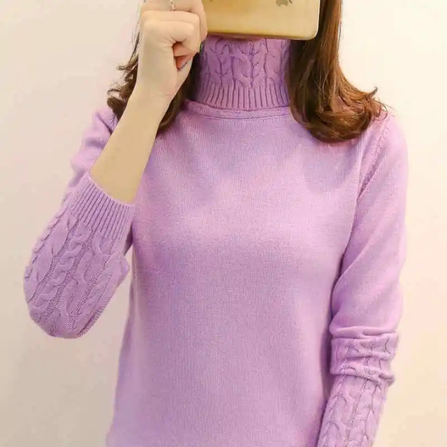 Women's Vintage Turtleneck Jumper with Cable Knit Sleeves | Ideal for Winter