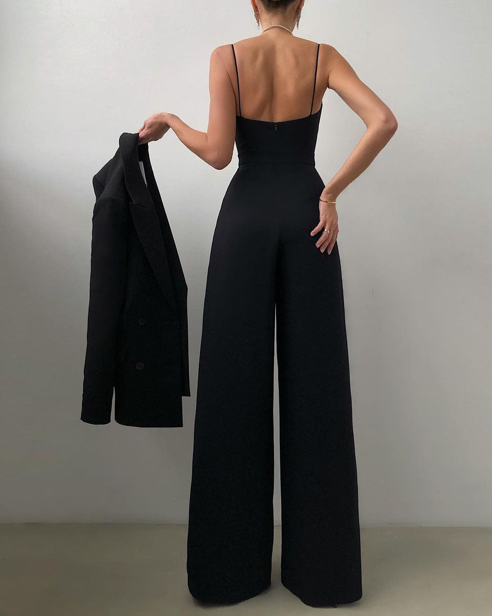 Women's Elegant Spaghetti Strap Wide Leg Jumpsuit | Ideal for Summer