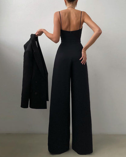 Women's Elegant Spaghetti Strap Wide Leg Jumpsuit | Ideal for Summer