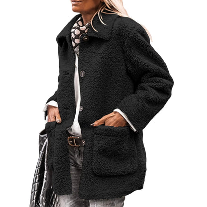 Women's Button-Up Cardigan with Collar and Pockets
