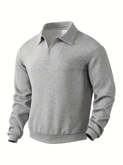 Men's Quarter Zip Jumper with Collar and Geometric Pattern | Ideal for Winter