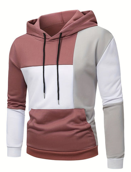 Men's Hooded Color Block Jumper with Kangaroo Pocket | Ideal for Winter