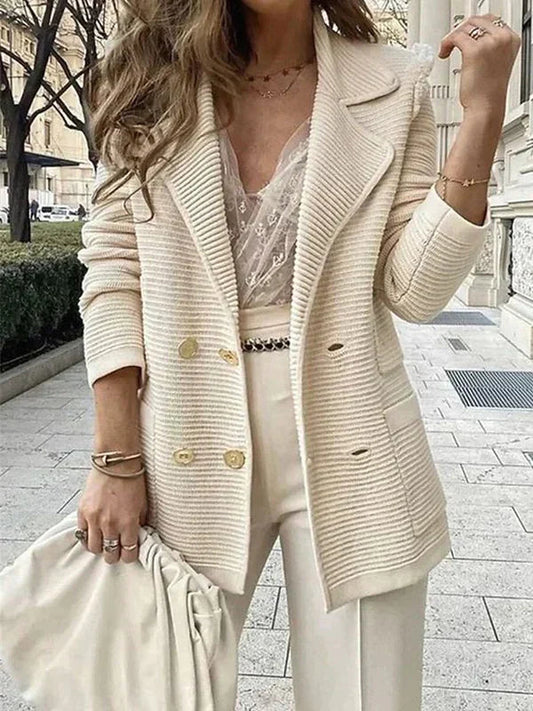 Women's Stylish Patterned Lapel Cardigan with Buttons | Ideal for Winter
