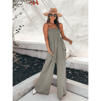 Women's Loose Wideleg Sleeveless Jumpsuit with Pockets | Ideal for Summer