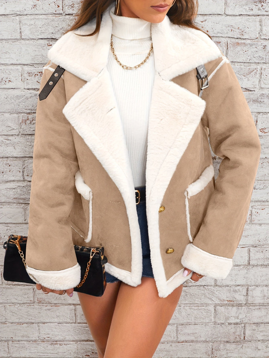 Women's Casual Warm Plush Jacket with Faux Fur Collar | Ideal for Autumn/Winter