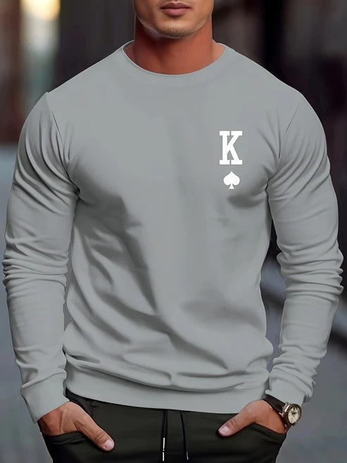 Men's Casual Sweatshirt with Spade K Print | Ideal for Autumn/Winter