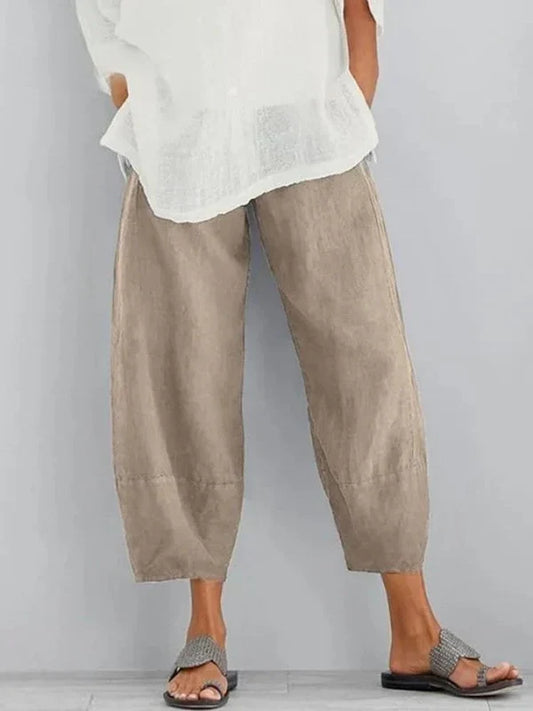 Women's Comfortable Linen Trousers with Relaxed Fit