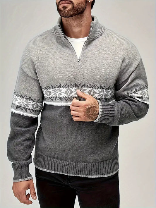 Men's Classic Grey Quarter Zip Jumper | Ideal for Autumn/Winter