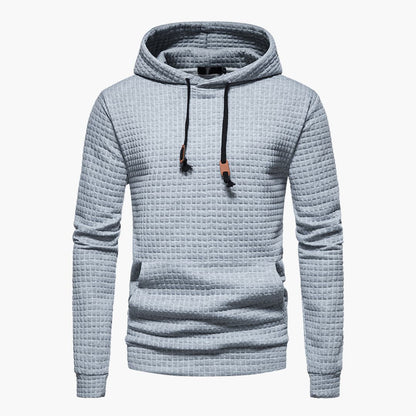 Men's Solid Colour Hoodie with Patterned Geometric Design | Ideal for Winter