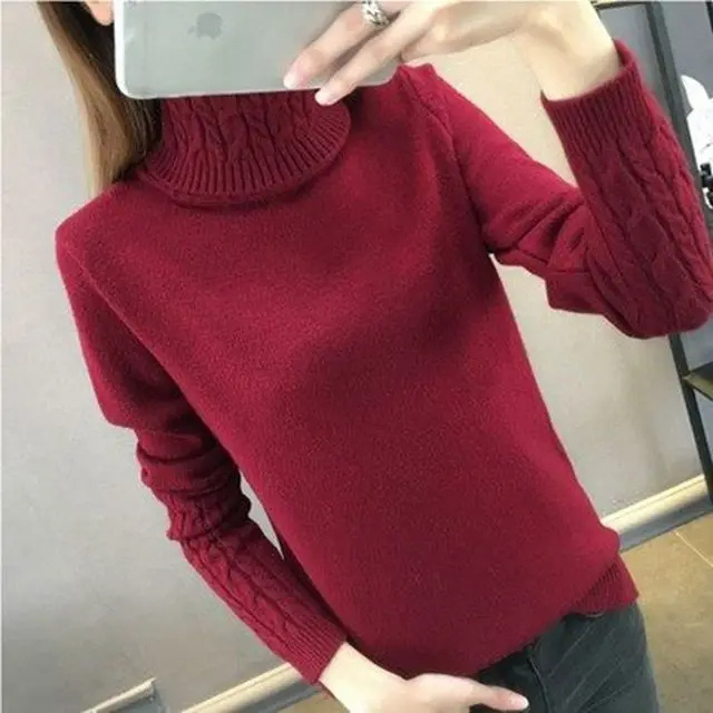 Women's Vintage Turtleneck Jumper with Cable Knit Sleeves | Ideal for Winter