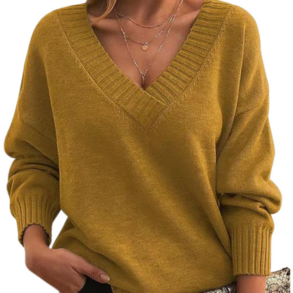 Women's Elegant Chic V-Neck Cashmere Sweater | Perfect for Everyday Wear