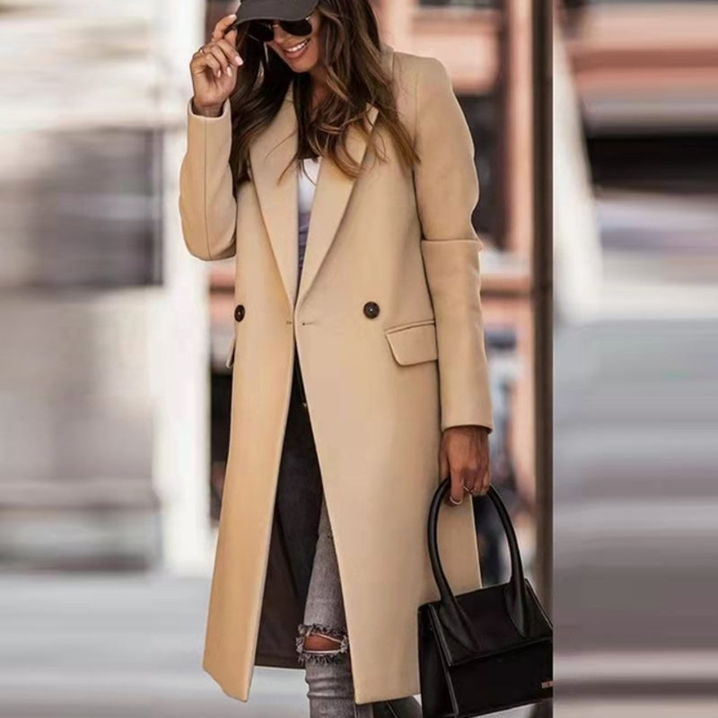 Stylish Color Block Trench Coat With Button Detail And Machine Washable Design For Women | Perfect for Everyday Wear