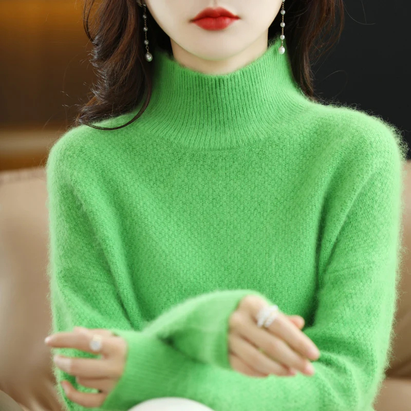 Women's Elegant Hollow Print Turtleneck Knitted Jumper for Women | Ideal for Winter