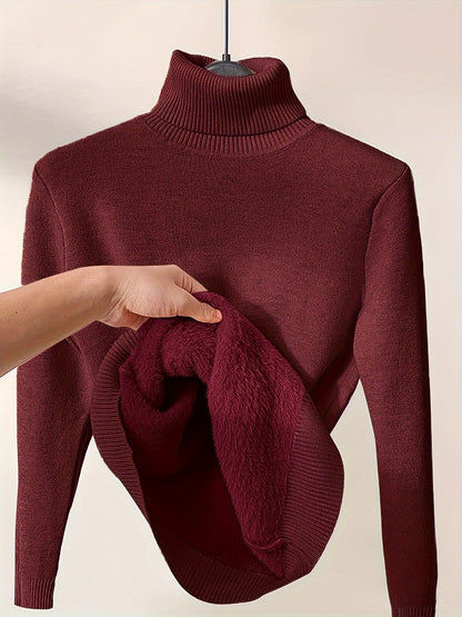 Women's Stylish Solid Colour Turtleneck Jumper | Ideal for Winter