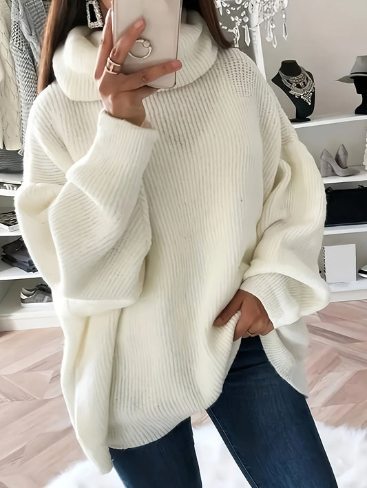 Women's Luxurious Oversized Solid Colour Turtleneck Jumper | Ideal for Winter