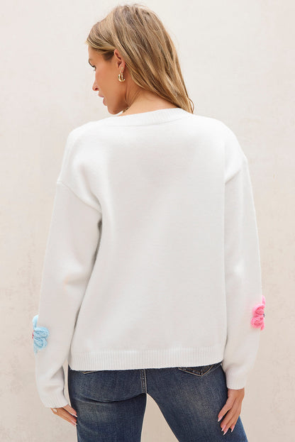 Women's Stylish Floral Embroidery Knitted Cardigan with Buttons | Ideal for Winter