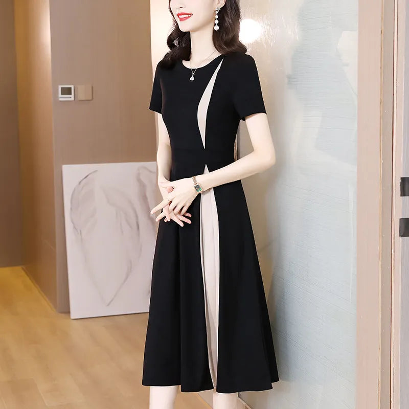 Women's Timeless Elegant Midi Dress with Flattering Fit