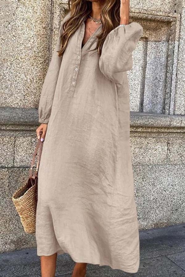 Women's Oversized Button-Up Long Sleeve Shirt Dress | Ideal for Summer