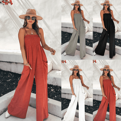 Women's Loose Wideleg Sleeveless Jumpsuit with Pockets | Ideal for Summer