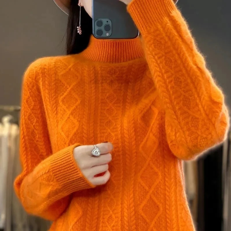 Stylish Cable Knit Turtleneck Jumper for Women | Ideal for winter