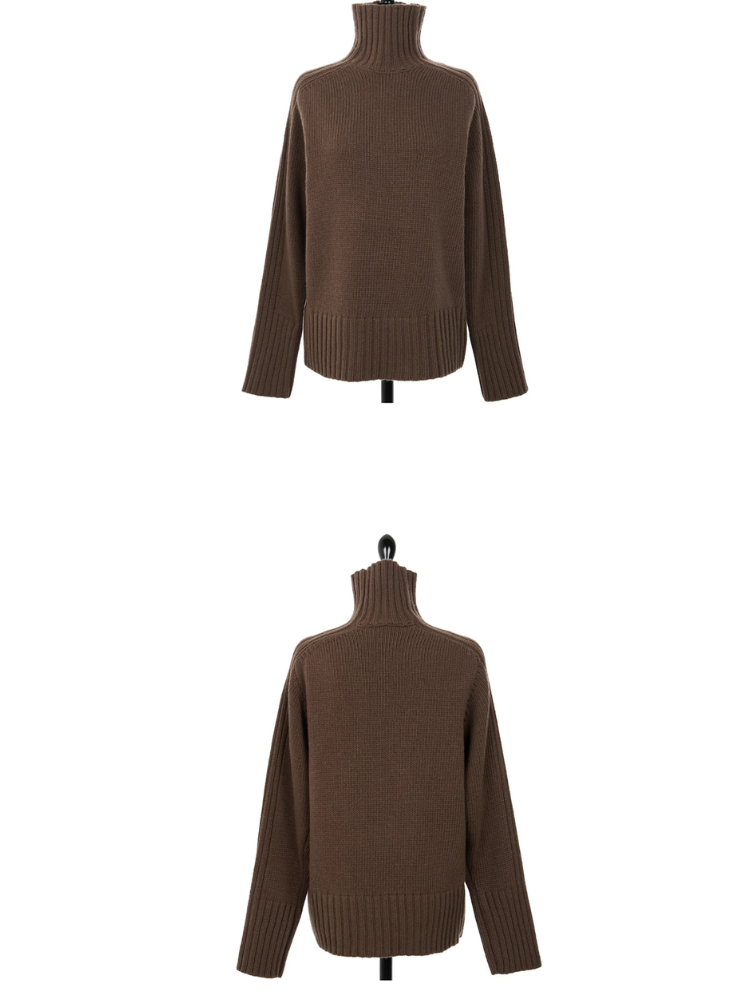 Women's Luxurious Oversized Ribbed Design Turtleneck Jumper | Ideal for Winter