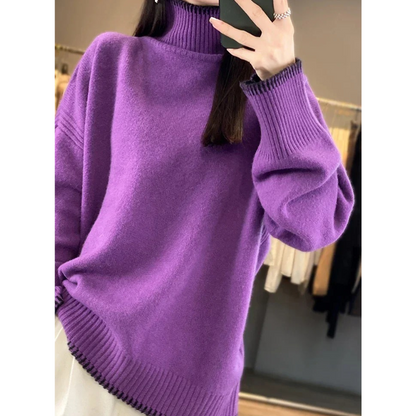 Women's Comfortable Soft Loose Knitted Turtleneck Jumper | Ideal for Winter