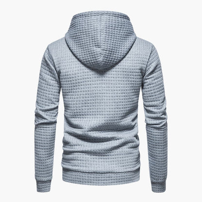 Men's Solid Colour Hoodie with Patterned Geometric Design | Ideal for Winter