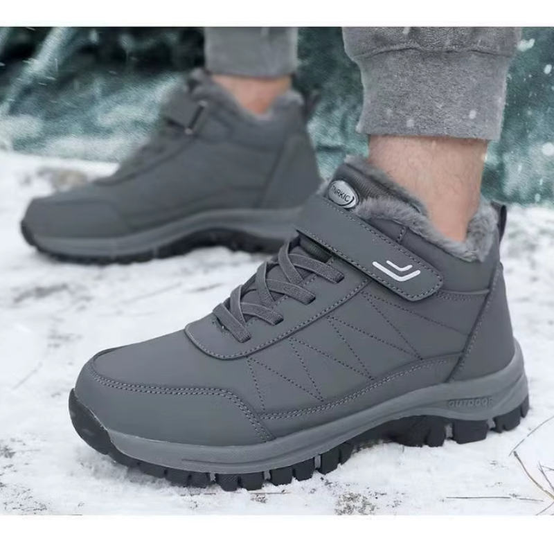 Men's Casual Double Closure Fur Line Winter Boots | Ideal for Winter
