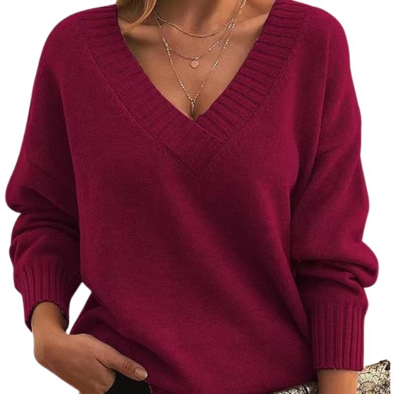 Women's Elegant Chic V-Neck Cashmere Sweater | Perfect for Everyday Wear