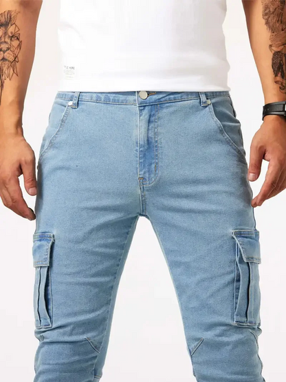 Men's Trendy Slim-Fit Cargo Jeans with Pockets | Perfect for Casual Days