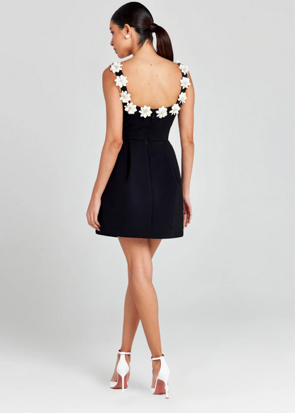 Women's Elegant Lightweight Mini Dress with Floral Accents