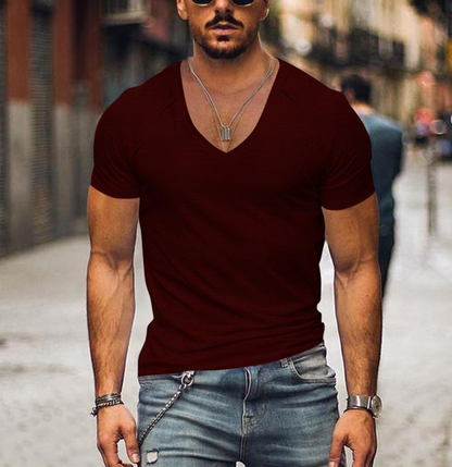 Variant image for Men's Comfortable Cotton T-Shirt with V-Neck Design-42