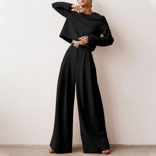 Women's Elegant Flowing Two Piece Set with Palazzo Pants