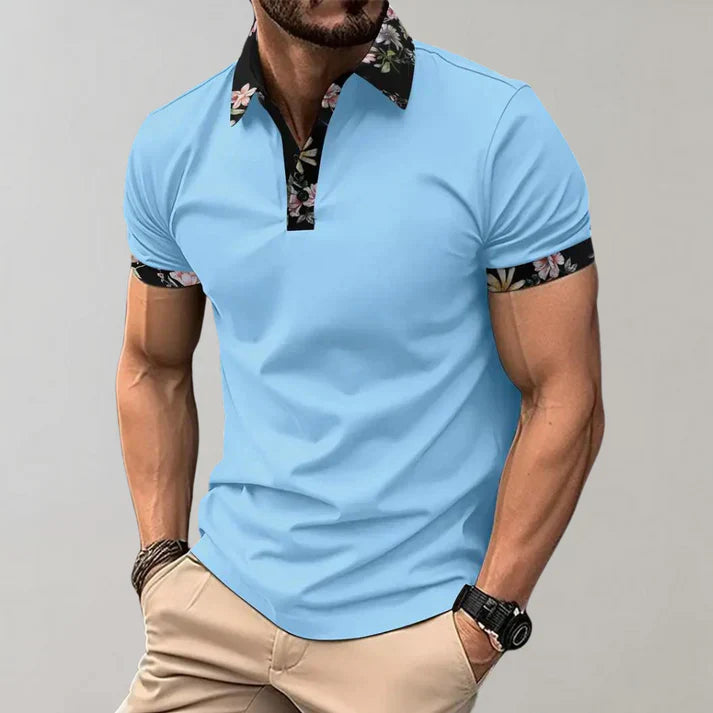 Men's Comfortable Cotton Long Sleeve Polo Shirt with Selected Designs