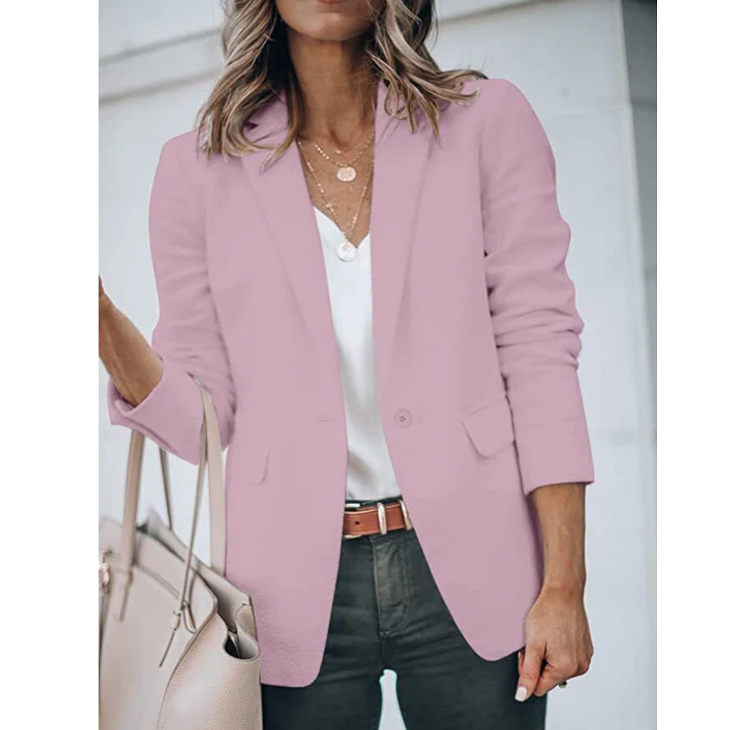 Women's Classic Solid Color Blazer with Pockets | Perfect for Casual Days