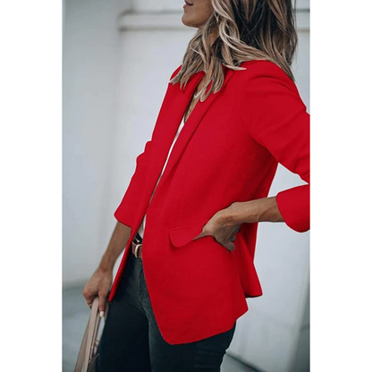 Women's Classic Solid Color Blazer with Pockets | Perfect for Casual Days