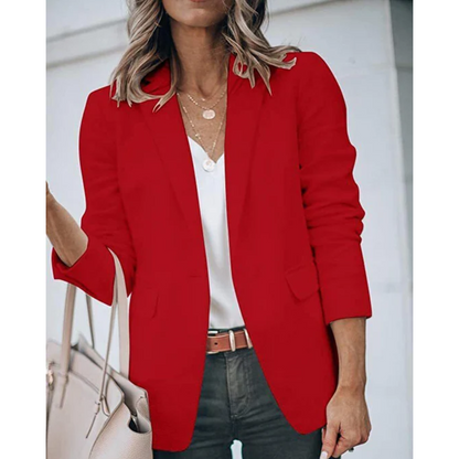 Women's Classic Solid Color Blazer with Pockets | Perfect for Casual Days